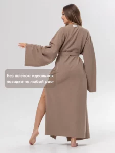 Халат длинный тёплый домашний кимоно