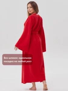 Халат длинный тёплый домашний кимоно