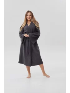 Халат длинный тёплый домашний кимоно