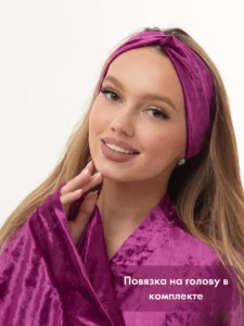 Халат бархатный длинный домашний кимоно бохо
